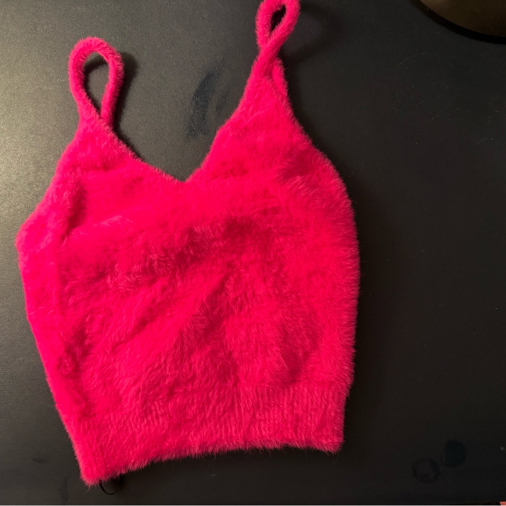 For Love & Lemons fuzzy hot pink shirt